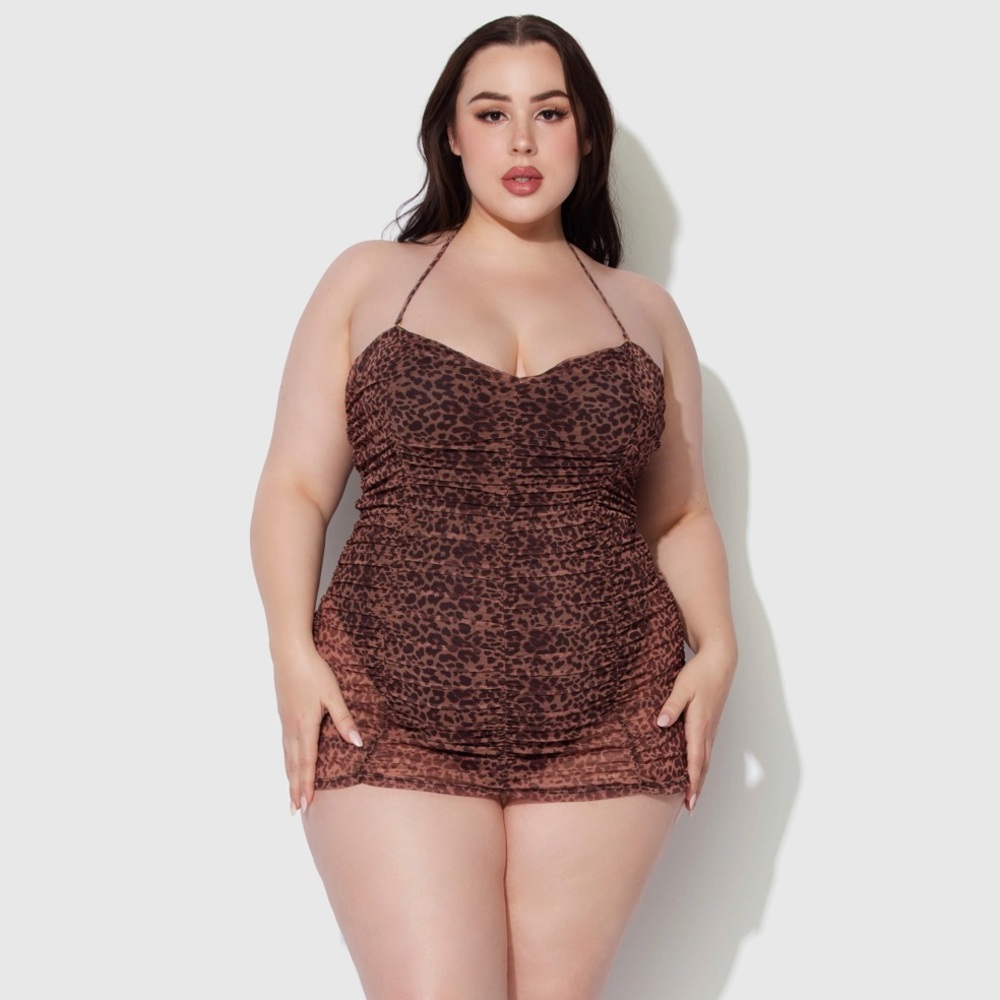 🆕FOH “Alanza” Ruched Swim Dress, Size XXXL